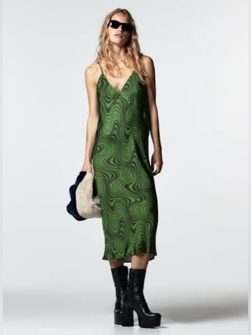 Zara Green and Black Swirl Maxi
Slip Dress Size Large